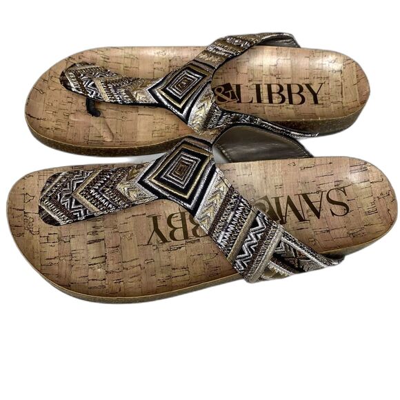 Sam & Libby Hollyn Sandals Women’s Size 8 Embroidered Thong Flip Flop Slide Boho - Picture 2 of 5